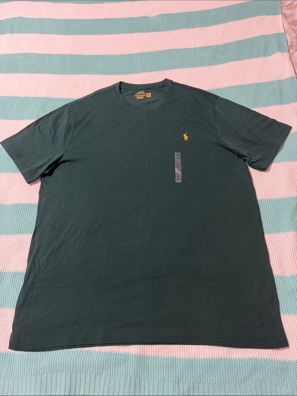 Ralph Lauren Forest Green Short Sleeve Tee with Yellow Pony Logo